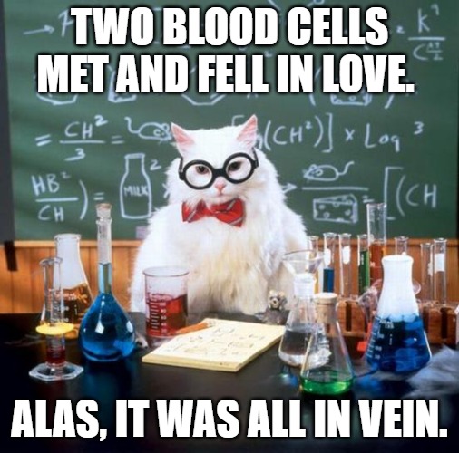 Tow blood cells met and fell in LOVE. Alas, it was all in vein.