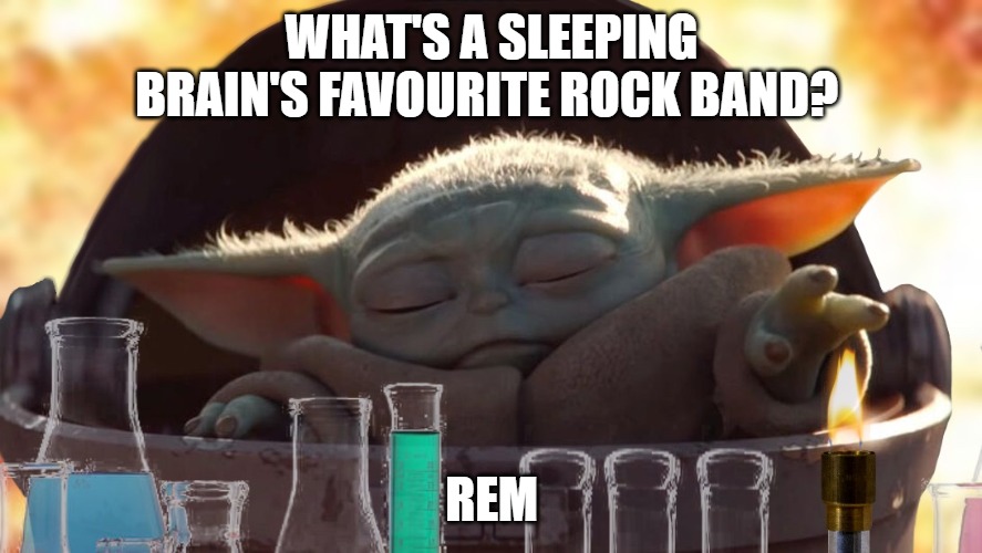 What's a sleeping brain's favorite rock band? REM
